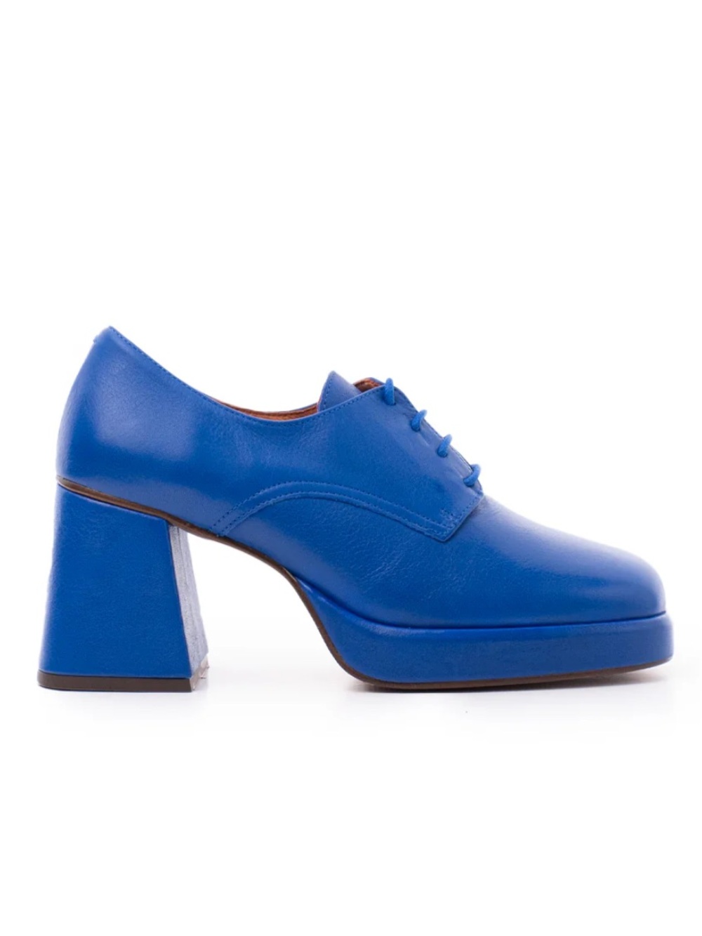 Women’s Fashion Lace-Up Chunky Heel Shoe in Electric Blue - Picture 6 of 7
